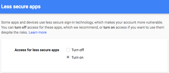 Enable Less Secure Apps
