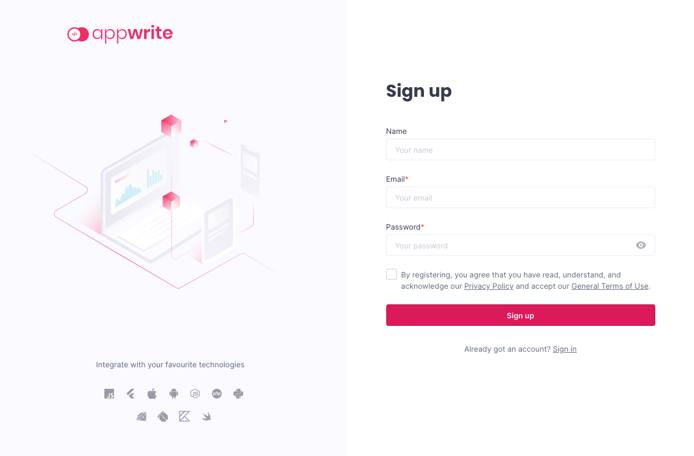Appwrite sign-up form Appwrite sign-up form