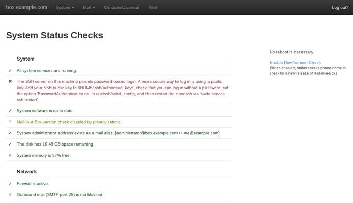 Mail-in-a-Box Control Panel - System Status Checks Mail-in-a-Box Control Panel - System Status Checks