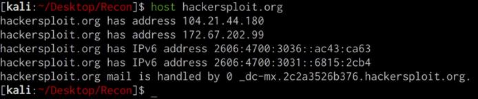 Host utility output Host utility output