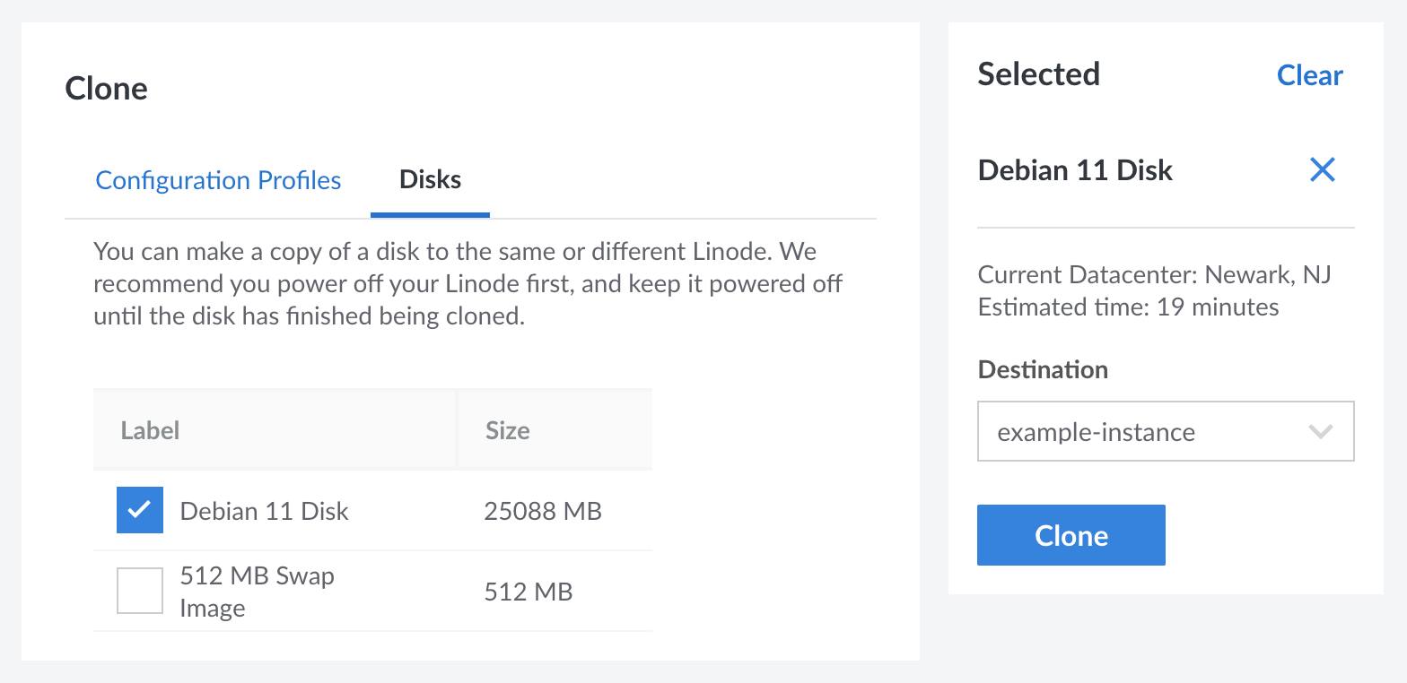 The Clone form in Cloud Manager